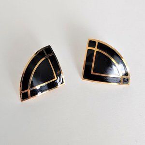 🎃 Vintage 80's Black & Gold Geometric Earrings